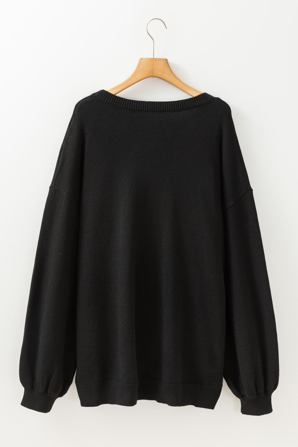 Black Tinsel Merry And Bright Round Neck Plus Size Sweater Dear-Lover Dropshipping